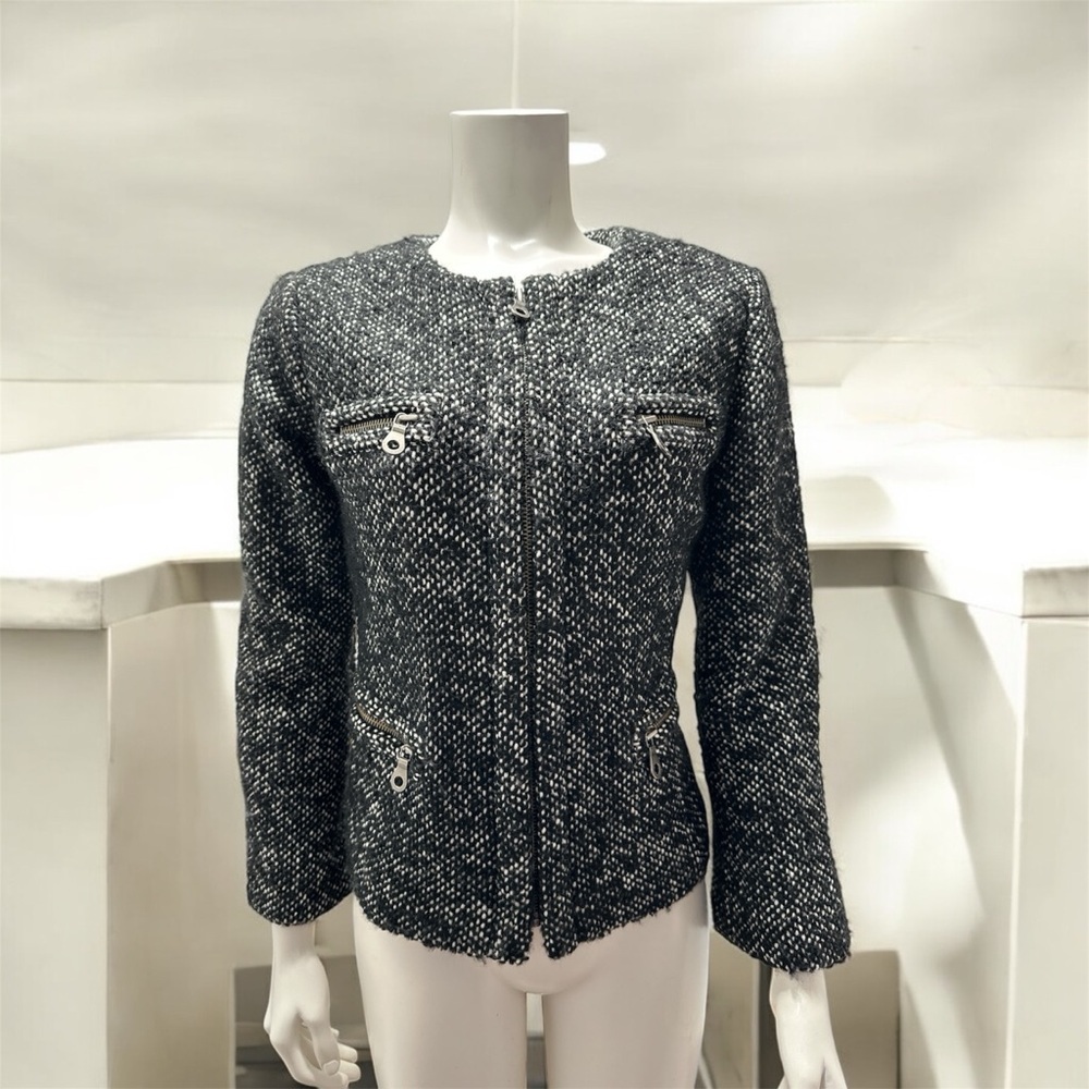 Sutton Studio Black Blazer with Zip-Up Design